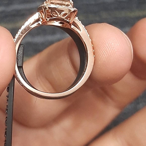 Morganite & Cubic Zirconia 14k Rose Gold Over Silver Ring - Size 6 - Picture 8 of 11